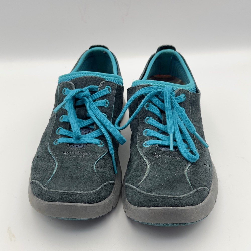 Dansko Elise Womens Grey Suede Turquoise Lace‎ Up Slip Resistant Sneakers 36